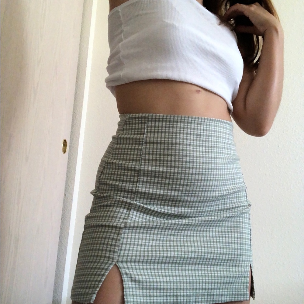 Green flannel pattern pencil skirt from PacSun